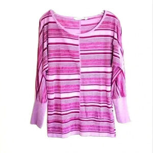 Athleta purple striped 3/4 sleeve Athletic top Size small
